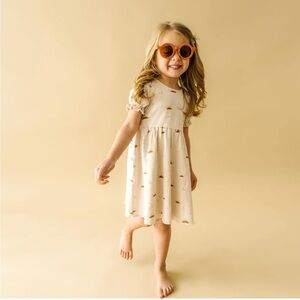 MakeMake Organics GOTS Organic Cotton Puff Sleeve Toddler Dress 4-5T